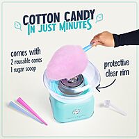 Nostalgia Classic Countertop Cotton Candy Machine, Manual, Retro Vintage Candy Maker Includes 2 Reusable Cones & Scoop
