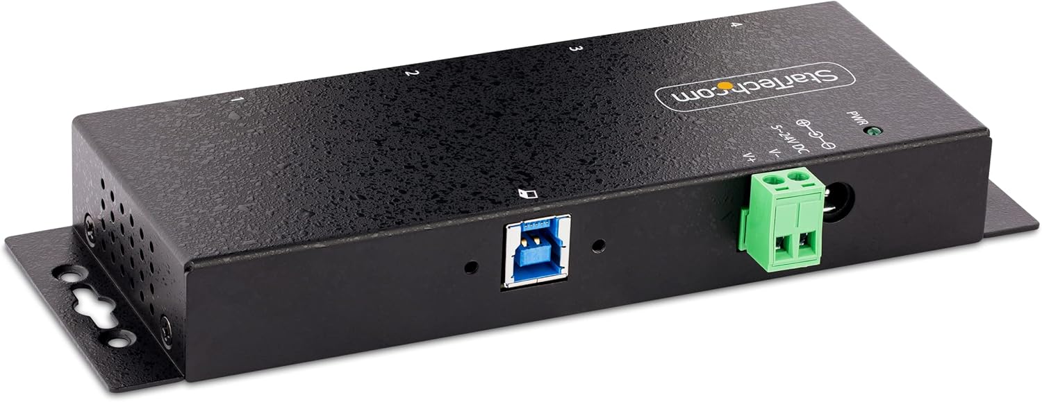 StarTech.com 4-Port Industrial USB 3.0 5Gbps Hub, Rugged USB Hub with ESD Protection, DIN/Wall/Desk Mountable USB-A Hub