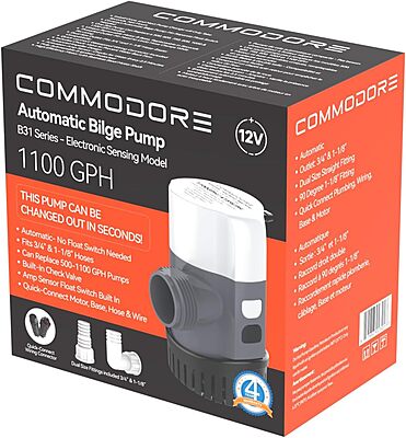 COMMODORE 31B-Series Automatic Bilge Pump - 1100 gallons per hour 12v