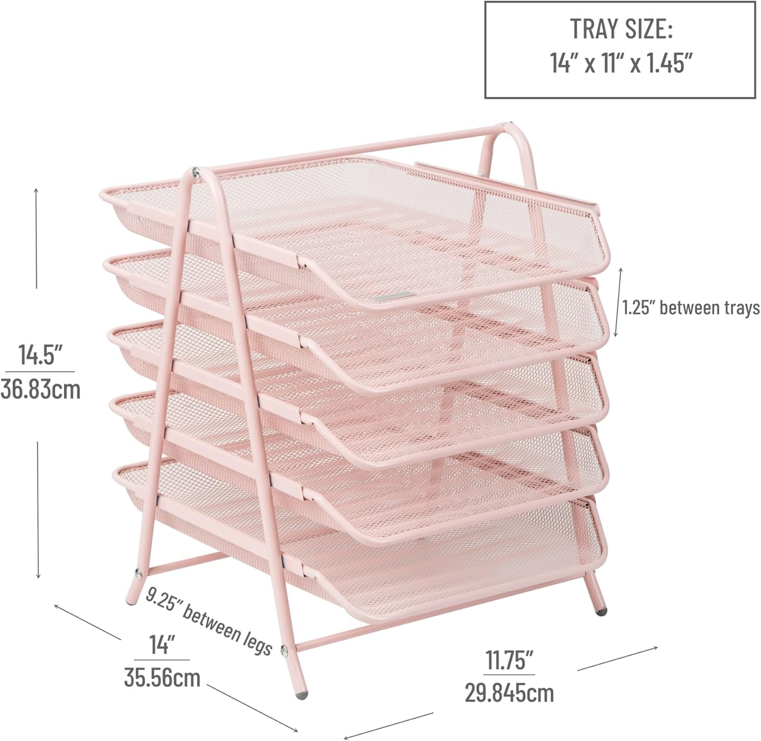 Mind Reader 5-Tier Paper Tray, Desktop Organizer, File Storage, Office, Metal Mesh, 11.75" L x 14" W x 14.5" H