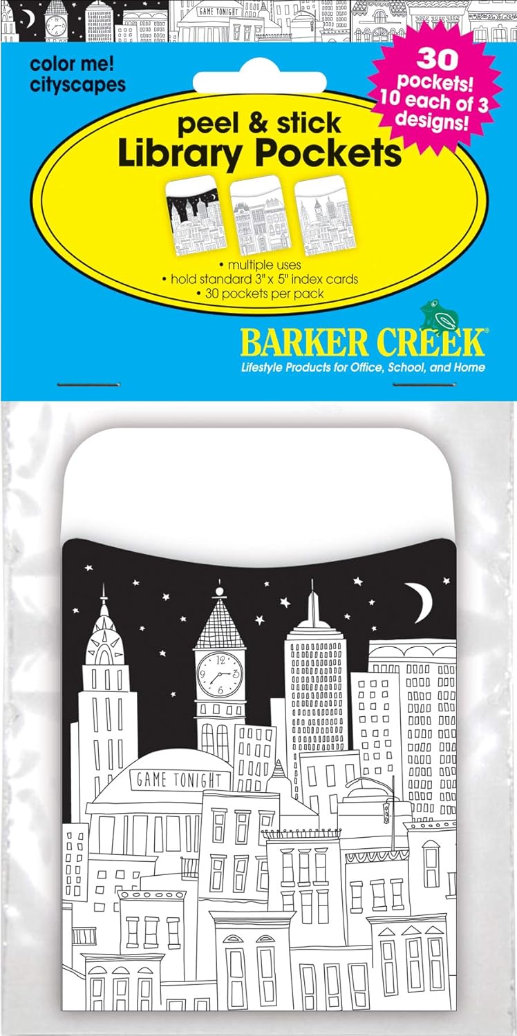 Barker Creek Peel & Stick Library Pockets, Color Me!
