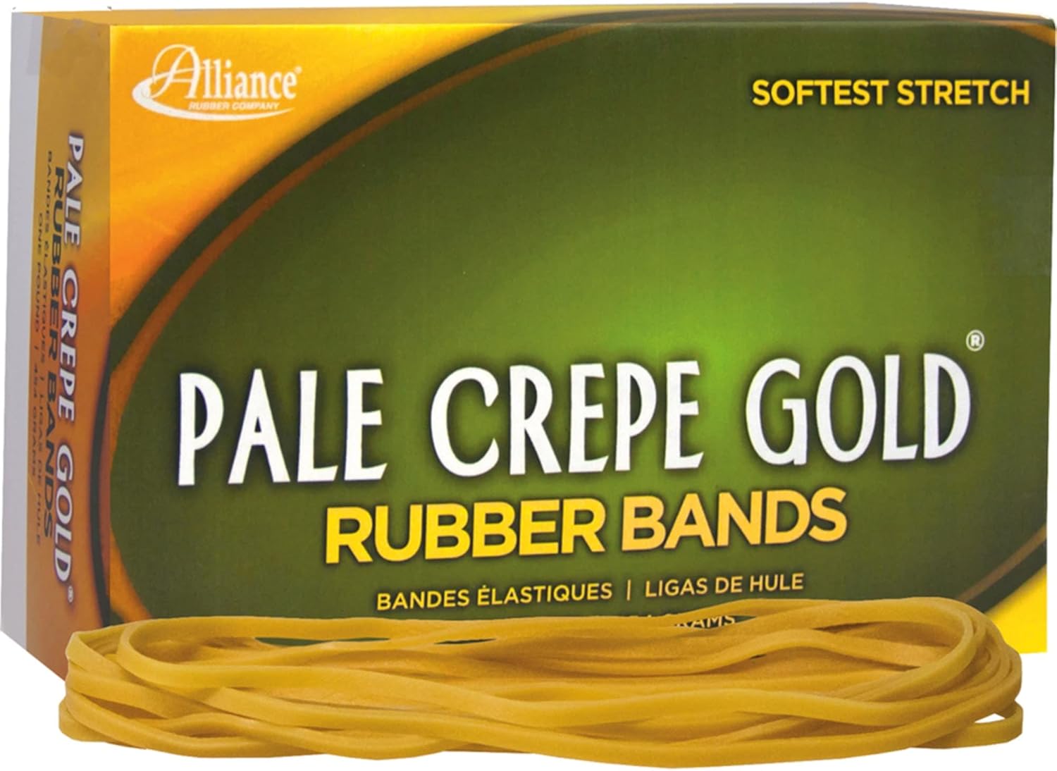 Alliance Rubber 21405 Pale Crepe Gold Rubber Bands Size #117B, 1 lb Box Contains Approx. 300 Bands (7" x 1/8"