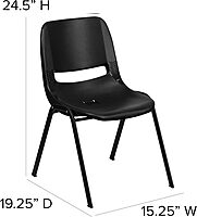 Flash Furniture HERCULES Series 440 lb. Capacity Kid's Black Ergonomic Shell Stack Chair with Black Frame and 14" Seat Height Black Plastic/Black Frame Set of 1