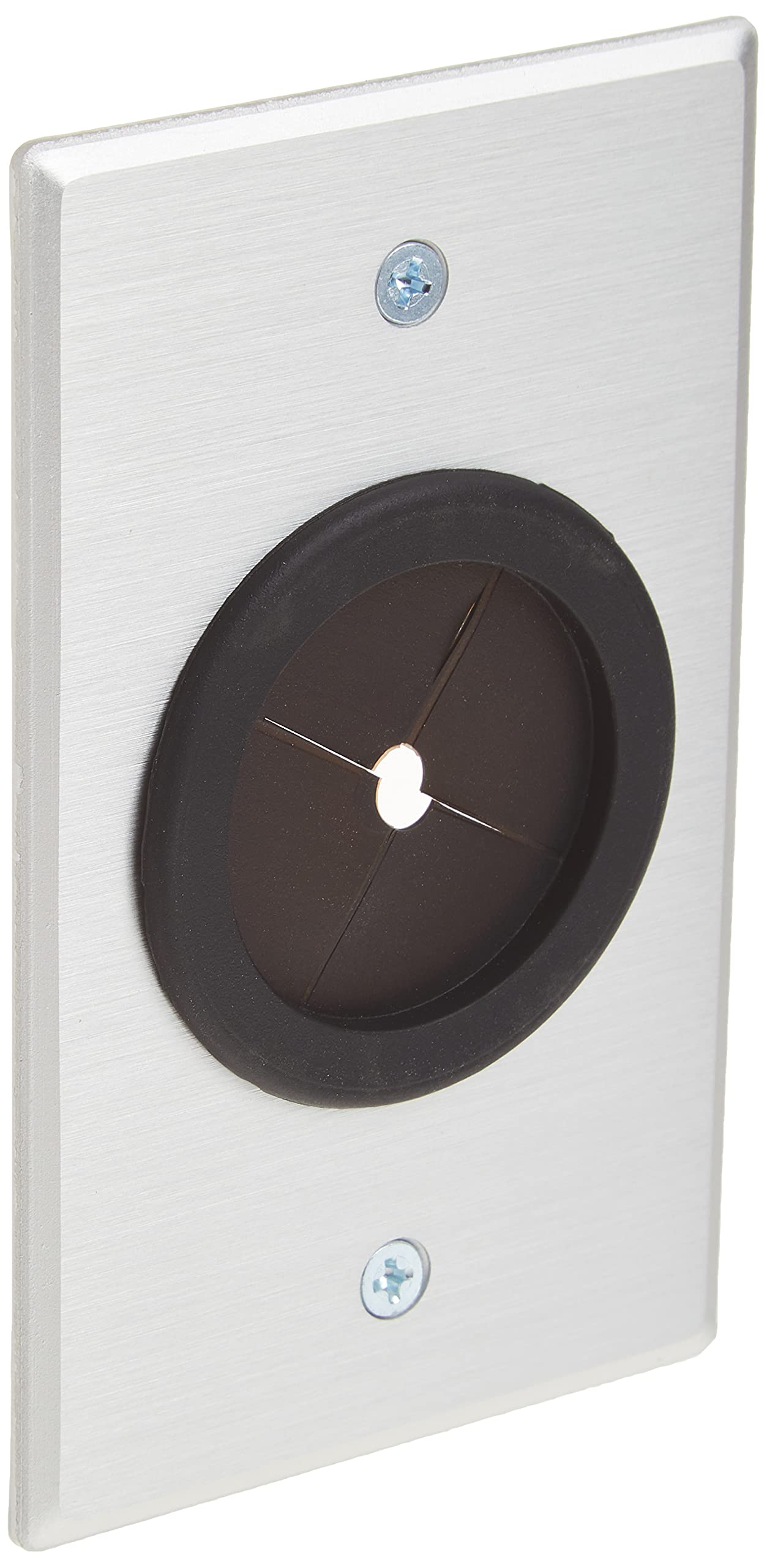 C2G Legrand Cable Pass Through with Rubber Grommet, Grommet Wall Plate Works as Pass Through Wall Plate, Brushed Aluminum