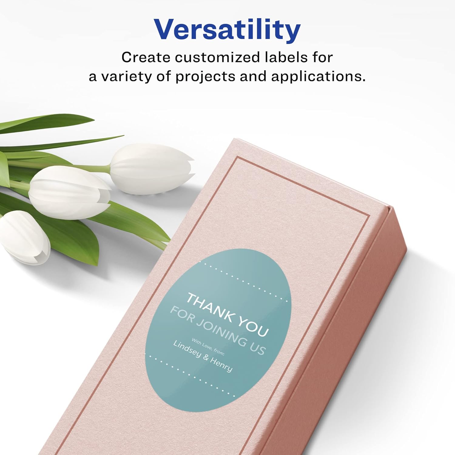 Avery Glossy White Oval Labels, Sure Feed Technology, 4.25" x 3.25"