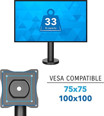 Mount-It! Point-of-Sale Register Stand for Checkout Stations and Screens with VESA Patterns | Height Adjustable Pole with Bolt-Down Base, VESA 75, 100 Compatible 20-32.3 Inches