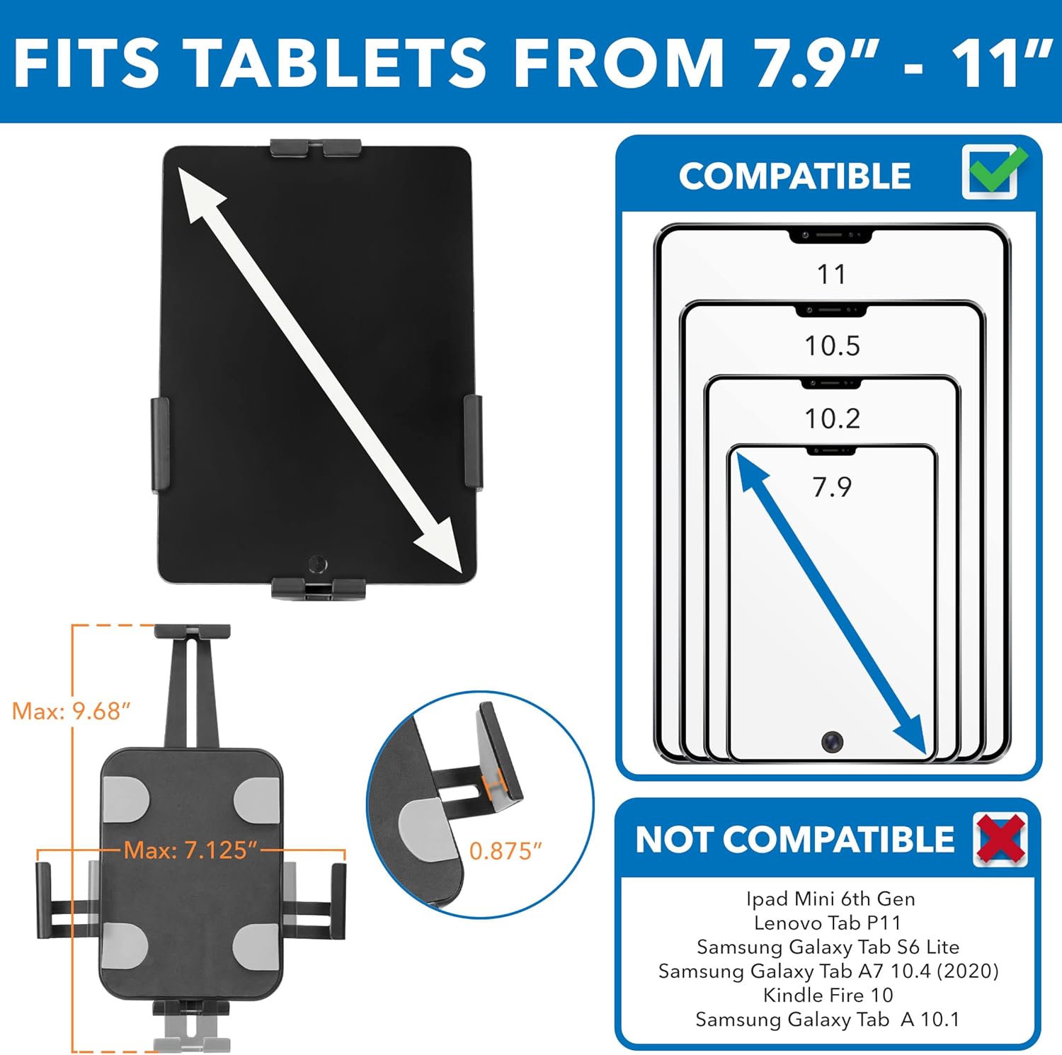 Mount-It! Anti-Theft Tablet Wall Mount | Universal Fit Tablet Kiosk Compatible with 7.9" to 11" Ipad and Samsung Tablets