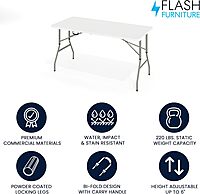 Flash Furniture Kathryn 5' Rectangular Plastic Folding Event Table with Carrying Handle