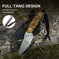 CIVIVI Propugnator EDC Fixed Blade Knife with Kydex Sheath, T-Clip and Lanyard, 4.15" D2 Blade