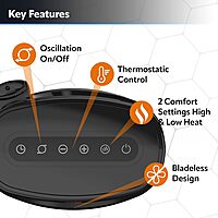Lasko Oscillating Bladeless Ceramic Tower Space Heater for Home with Enhanced Safety