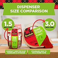 Scotch Sure Start Packing Tape, Clear, Holiday Wrapping Tape with Quiet Unwind and Easy Start, 1.88 in. x 22.2 yd