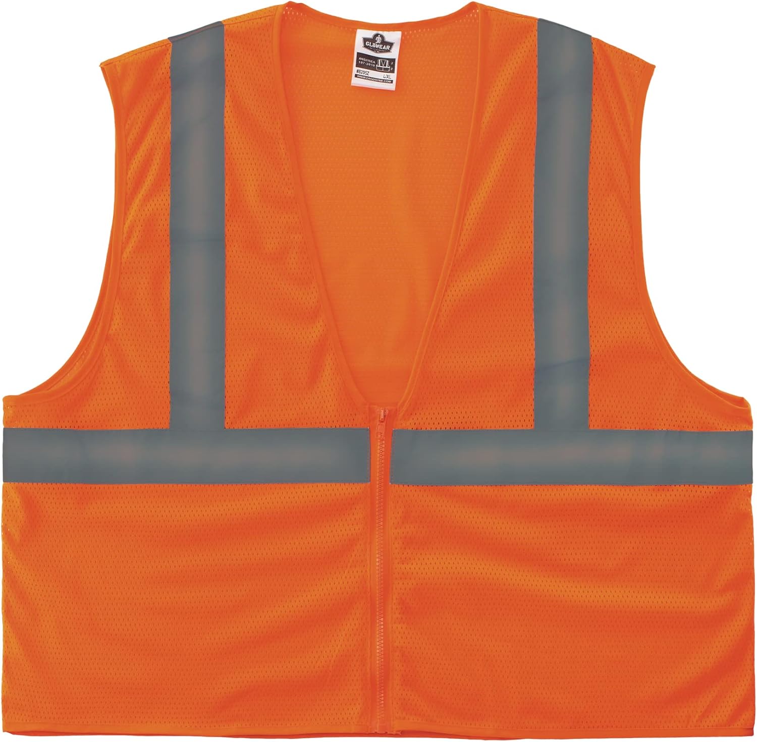 ERGODYNE GloWear High-Visibility Safety Vest, Mesh, Orange, 4X/5X (ANSI Class 2)