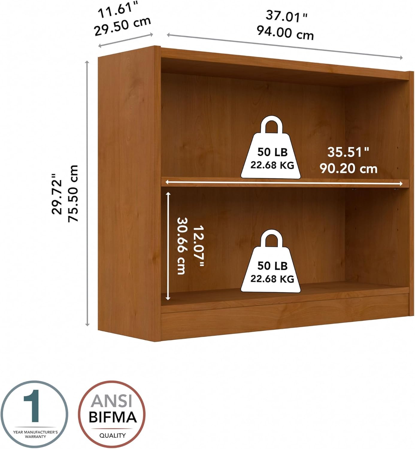 Bush Furniture Universal Bookcase - Storage and Display Bookshelf for Home or Office