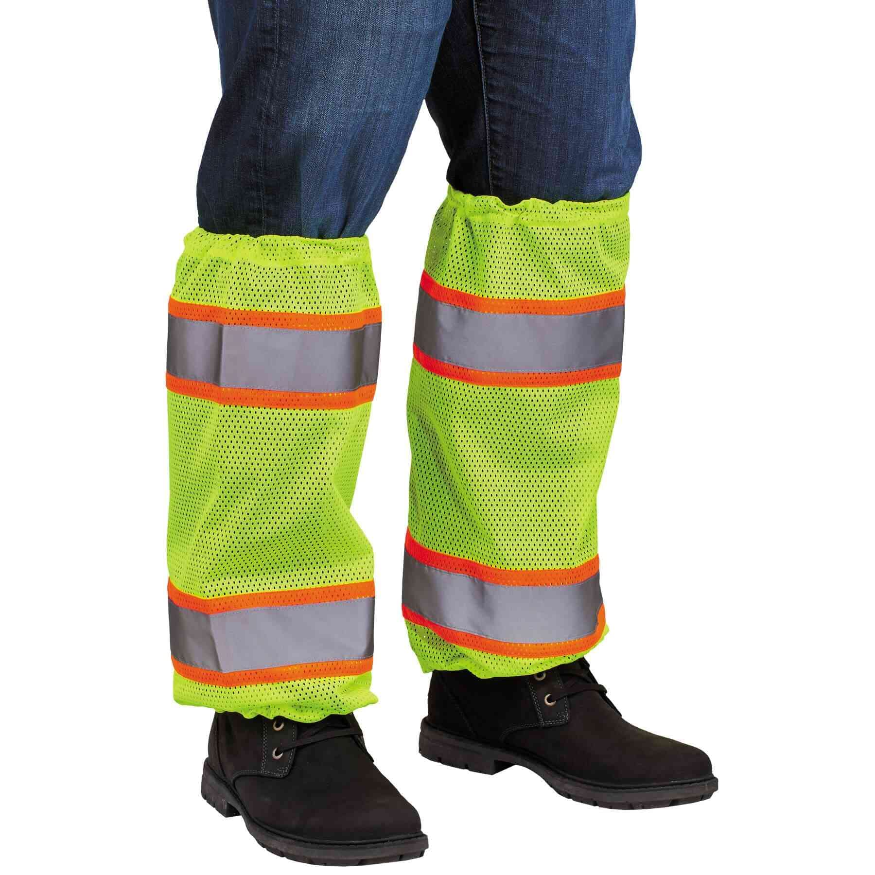 Ergodyne unisex-adult Glowear 8009 Hi-vis Two-tone Mesh Leg Gaiters - Class E One Size Lime