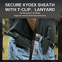 CIVIVI Propugnator EDC Fixed Blade Knife with Kydex Sheath, T-Clip and Lanyard, 4.15" D2 Blade