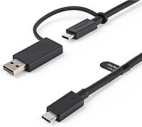 StarTech.com 3ft/1m USB-C Cable with USB-A Adapter Dongle, USB-C to C (10Gbps/PD), USB-A to C (5Gbps), 2-in-1 USB C Cable for Hybrid Dock