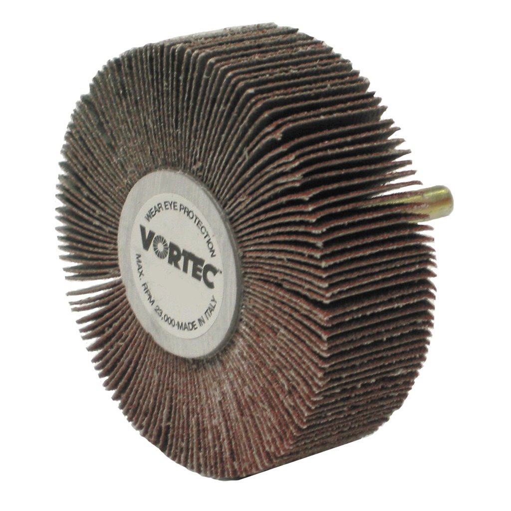 Weiler Vortec Coated Aluminum Oxide Flap Wheel - 120 Grit - 1 in Face Width - 3 in Dia - 23000 Max RPM