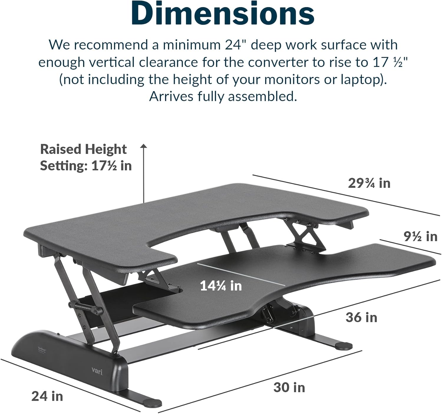 VARI VariDesk Pro Plus 36 Adjustable Standing Desk Converter