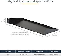 StarTech.com Universal Server Rack Shelf - Fixed Cantilever Tray for 19in Racks