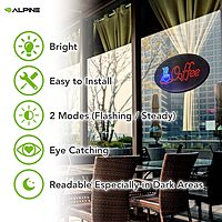 Alpine Industries LED Coffee Sign - High Visibility Tempered Glass Signage - Noticeable Design for Business & Retail Stores Oval (23" x 14")