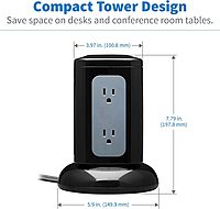 Tripp Lite TLP606UCTOWER Surge Protector Tower with USB Ports, 1800 Joules, 6-Outlets, 3 USB-A + 1 USB-C, 8ft Cord, Desk Accessory Charging Tower, Dorm Essentials, Tower Power Strip with Surge