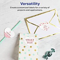 AVERY Matte White Heart Labels, Sure Feed Technology, 2-9/32" x 1-27/32"