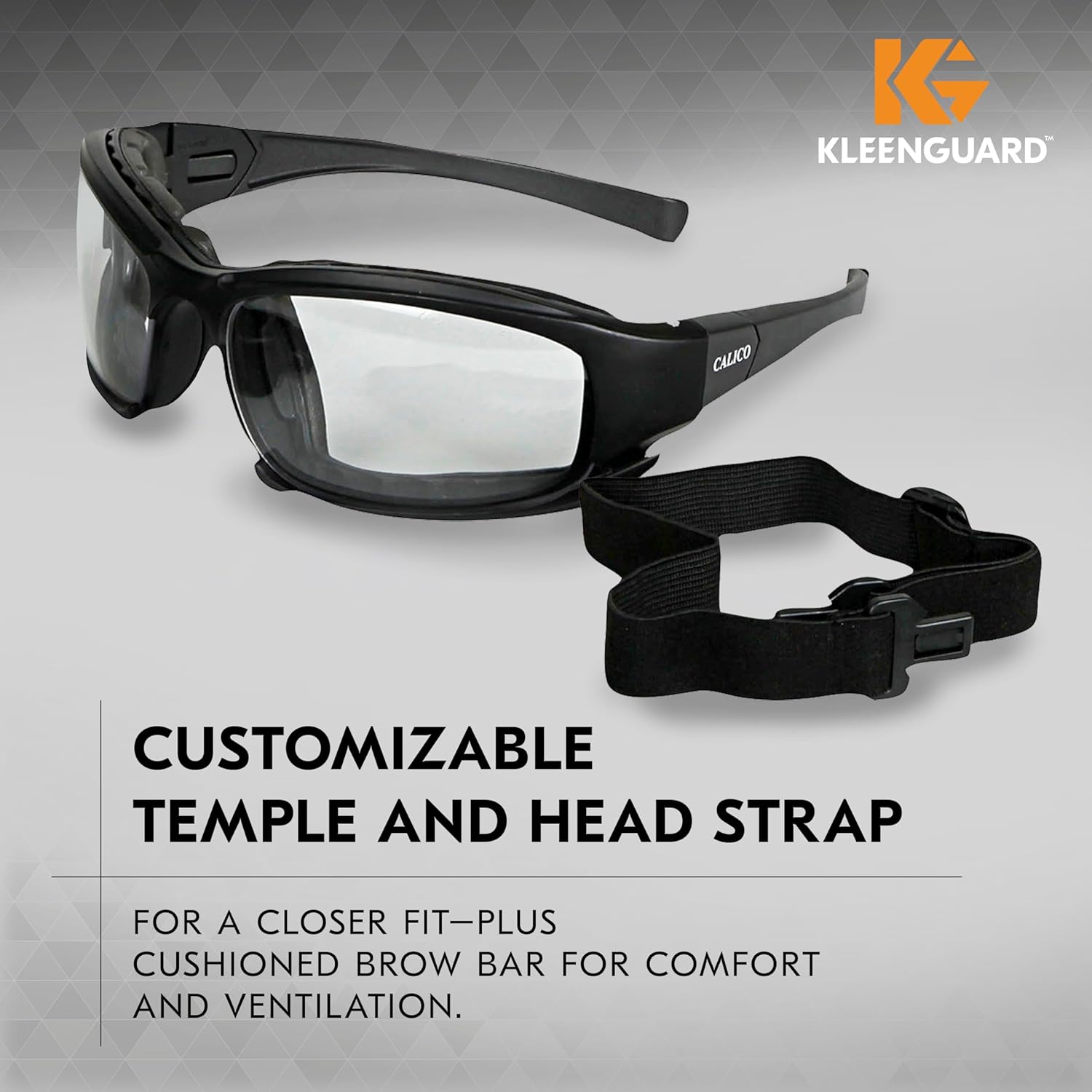 KleenGuard (formerly KLEENGUARD) Calico Safety Eyewear V50 (25672), Clear Anti-Fog Lens with Interchangeable Temples