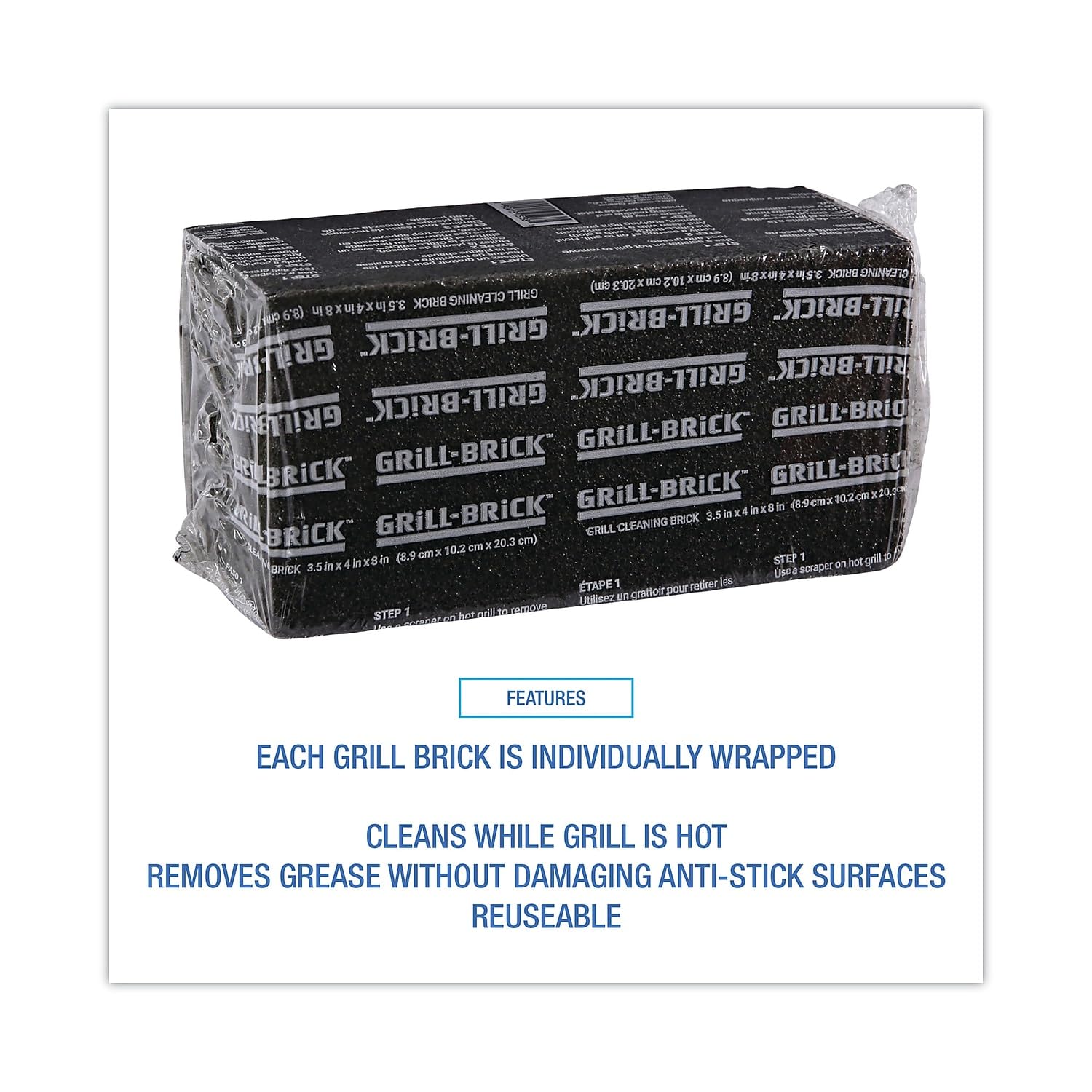 3M Grill-Brick Grill Cleaner GB12, 12 Pack of 3.5 in x 4 in x 8 in Grill Bricks, Heavy Duty