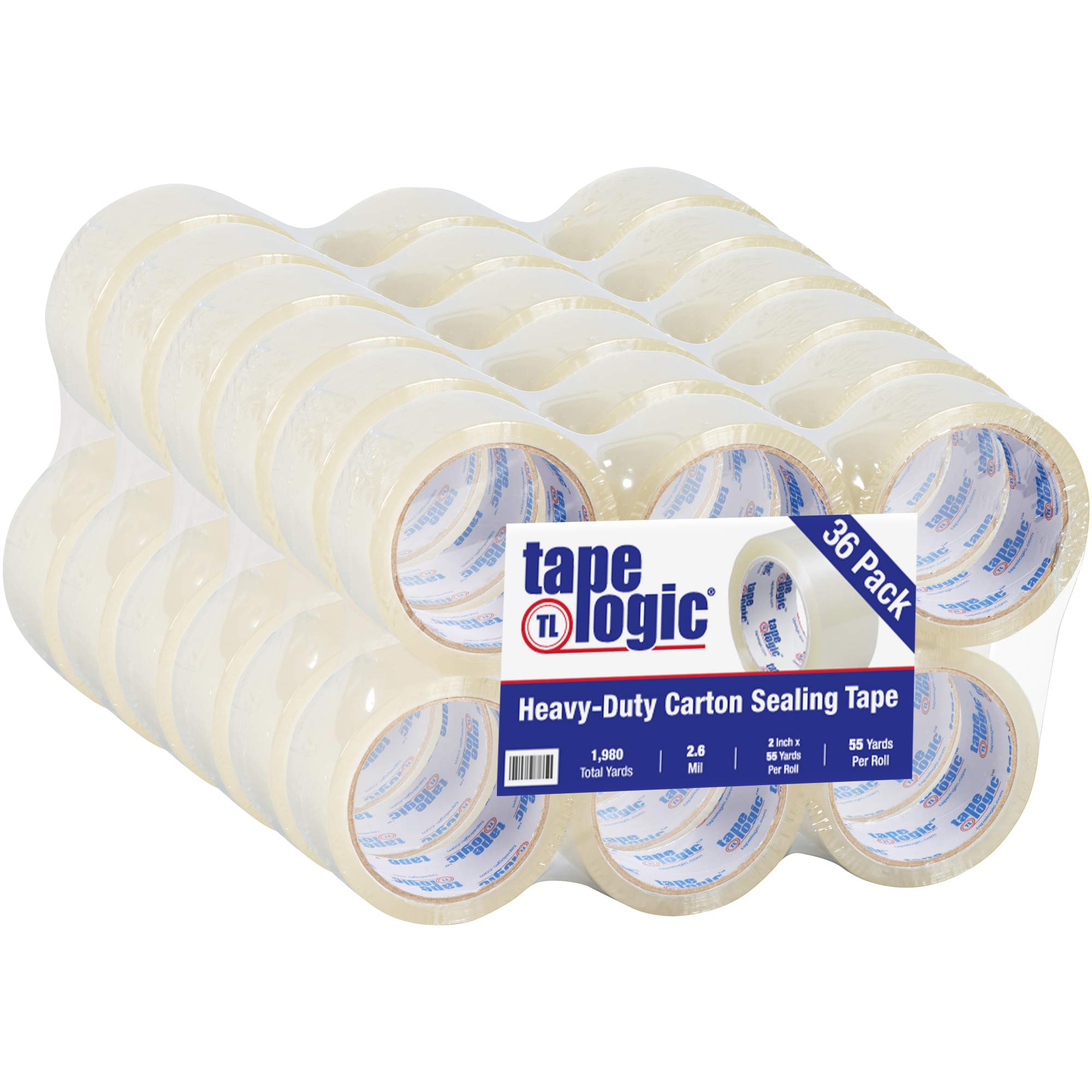 Aviditi Tape Logic 2 Inch x 55 Yard 2.6 Mil Clear, Heavy Duty Acrylic Packing Tape, 36 Pack, Perfect for Packing, Shipping