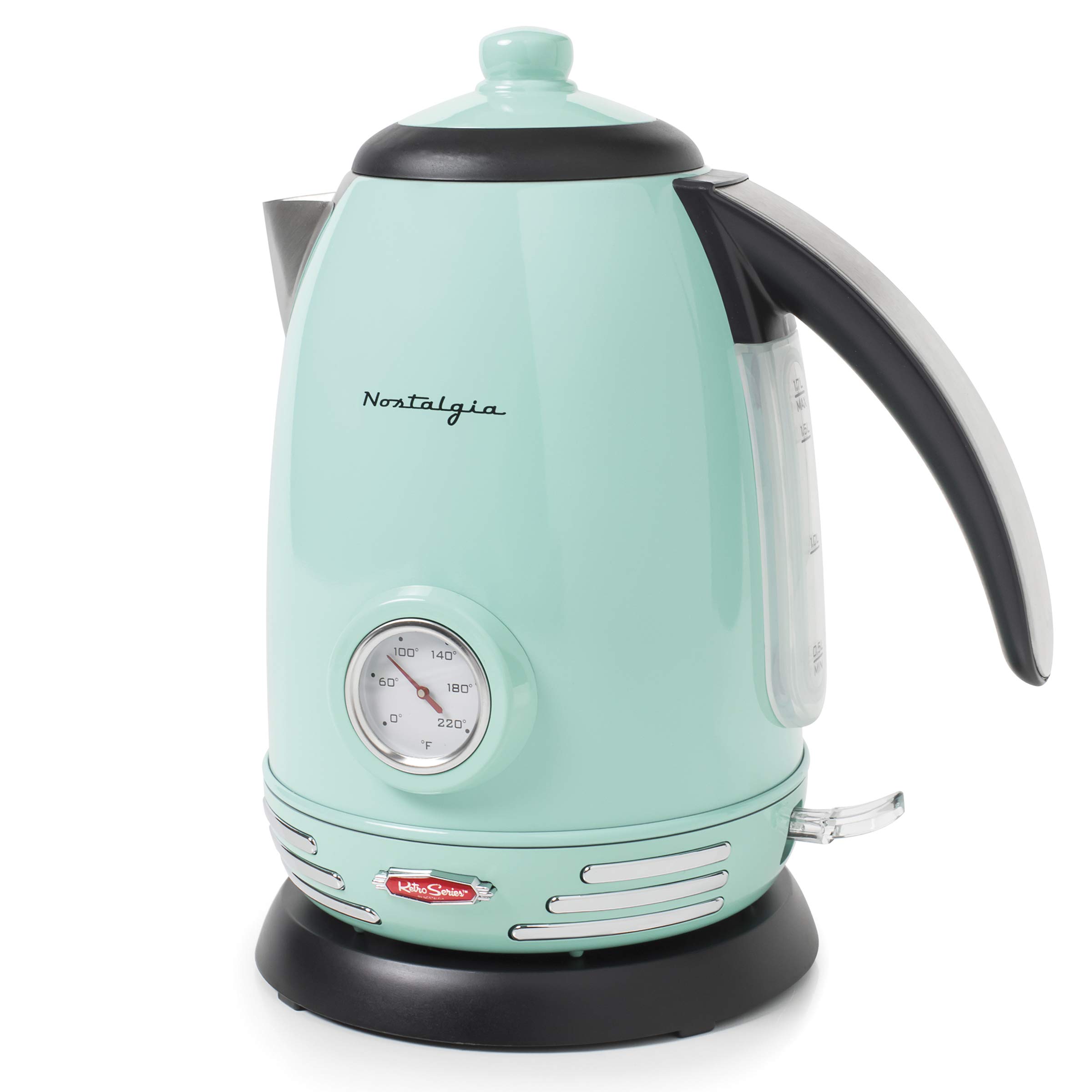 Nostalgia Retro Stainless Steel Electric Tea And Water Kettle, 1.7 Liters, Auto-Shut Off & Boil-Dry Protection