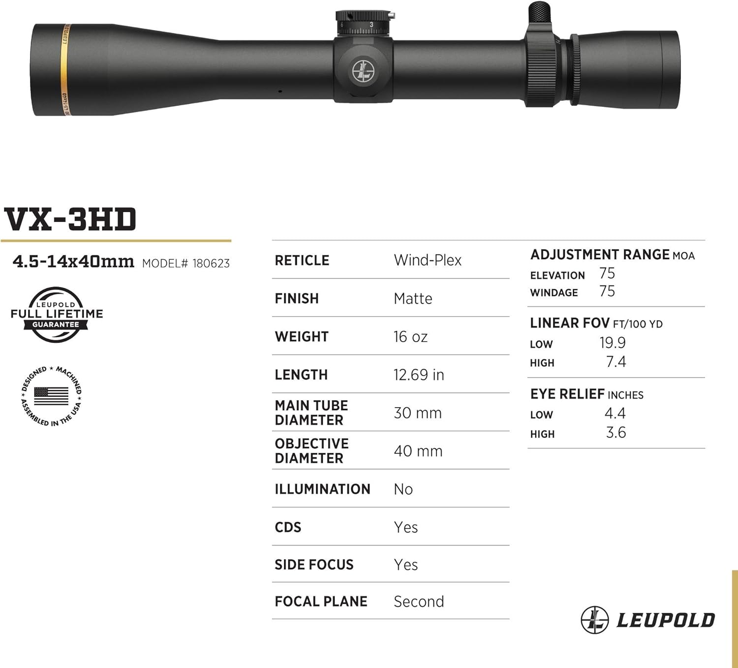 Leupold VX-3HD Riflescope with CDS-ZL ZeroLock Dial