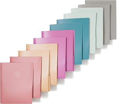 U Brands U-Eco Poly 2-Pocket Pronged Folders, Set of 12, Assorted Brights, Built-in Metal Prongs, Letter Size (6599U01-12)