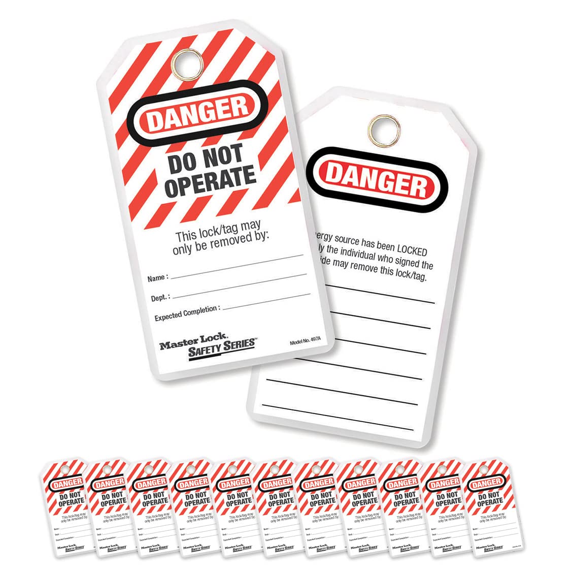 Master Lock 497A Lockout Tagout Tags, Laminated Do Not Operate, OSHA Compliant, 12 Pack