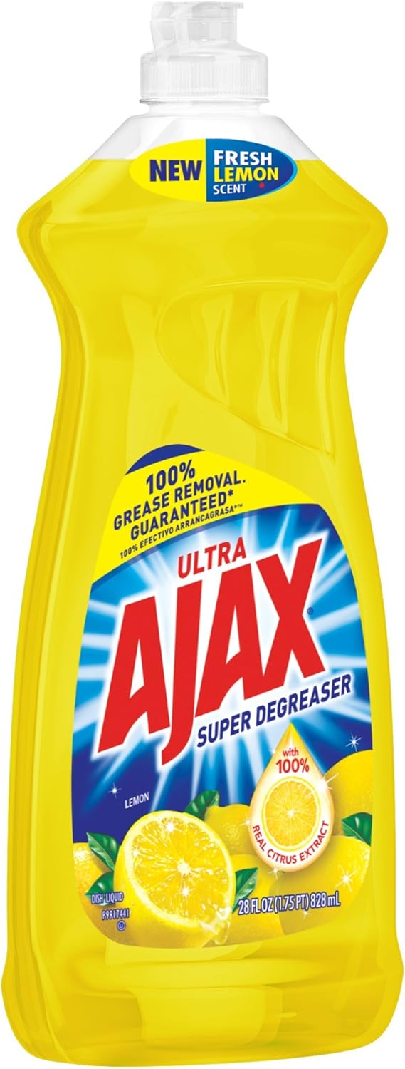 Ajax Dishwashing Detergent, Lemon Scent, 28 Oz Bottle, Case Of 9