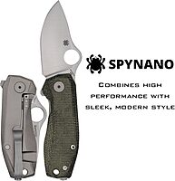 Spyderco SpyNano Pocket Knife - M398 Steel Blade with Titanium & Green Micarta Handle, RIL Lock Mechanism
