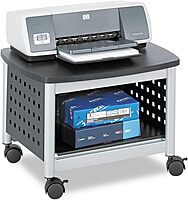 Safco Scoot Under-Desk Printer Stand, 14-1/2inH x 20-1/4inW x 16-1/2inD, Black/Silver