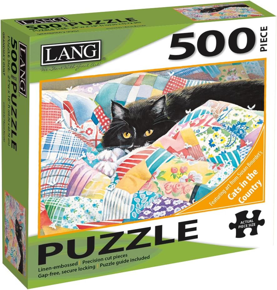 LANG Grandma's Quilt Cat 500 Piece Jigsaw Puzzle