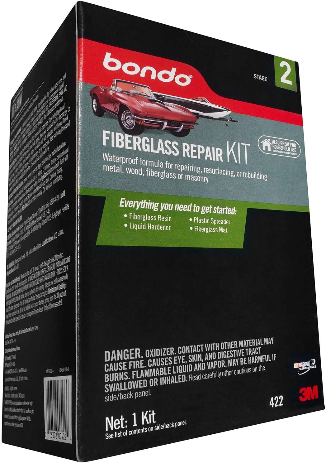 Bondo Fiberglass Resin Repair Kit, 00422, 0.9 Quart