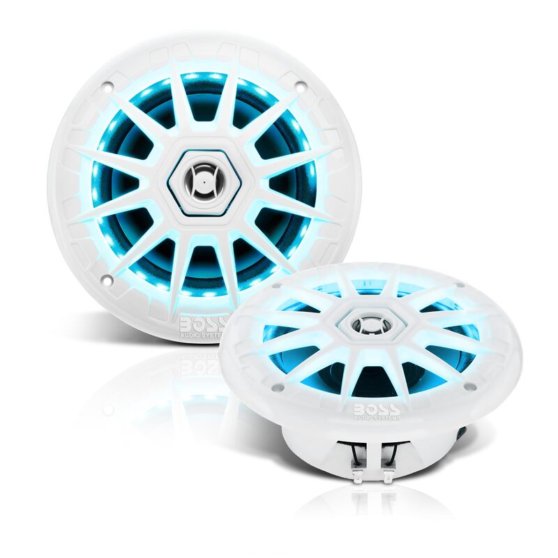BOSS Audio Systems MRGB65 6.5 Inch Marine Boat Stereo Speakers - Coaxial, 2 Way, Full Range, Multi-Color Illumination