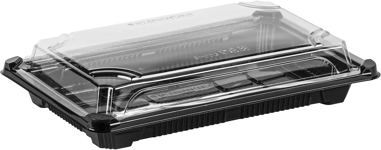 STALKMARKET Jaya 100% Compostable PLA Take-Out Tray with Clear Lid