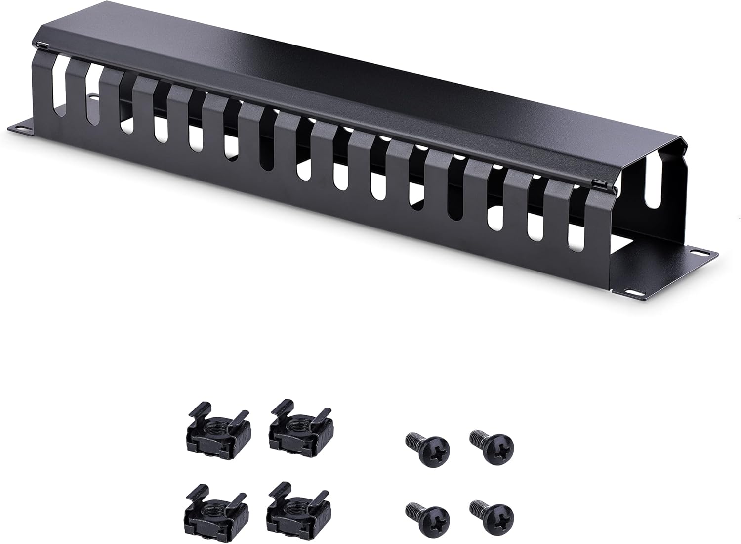 StarTech.com Horizontal 2U Server Rack Cable Management Finger Duct w/ Cover - 19" Network Rack Wire Duct Raceway Panel