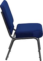 Flash Furniture HERCULES Series 21inW Stackable Church Chair, Navy Blue/Silvervein