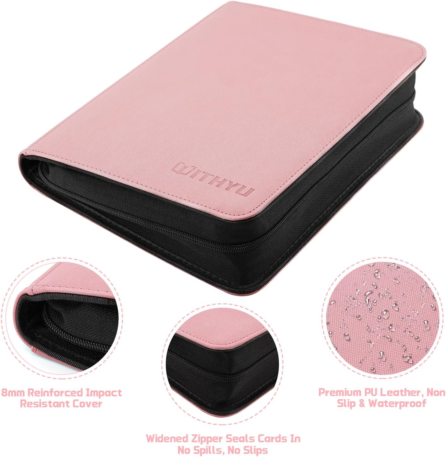 WITHYU Toploader Binder - 128 Card Capacity - Pink