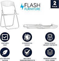 Flash Furniture HERCULES Series 500 lb. Capacity Heavy Duty Plastic Folding Chair with Built-in Ganging Brackets