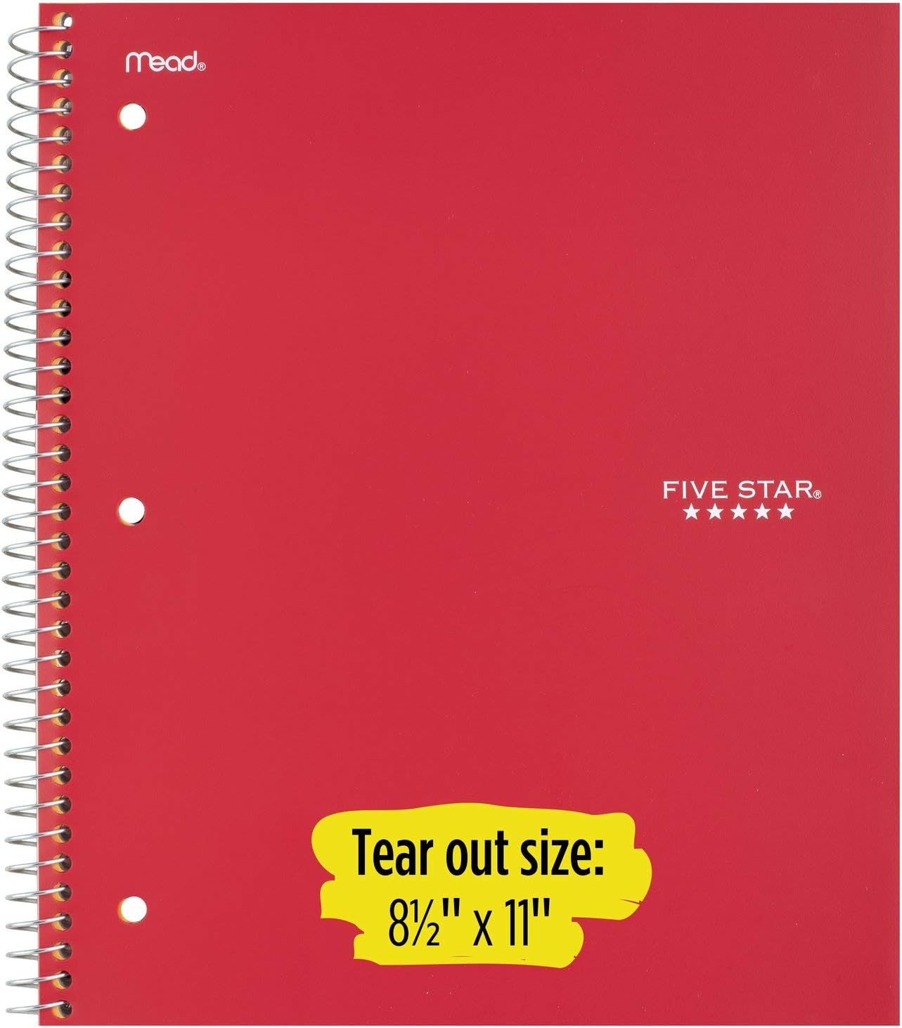 Five Star Spiral Notebook, 1 Subject, Graph Ruled Paper, 100 Sheets, 11" x 8-1/2" Sheet Size, Assorted Colors