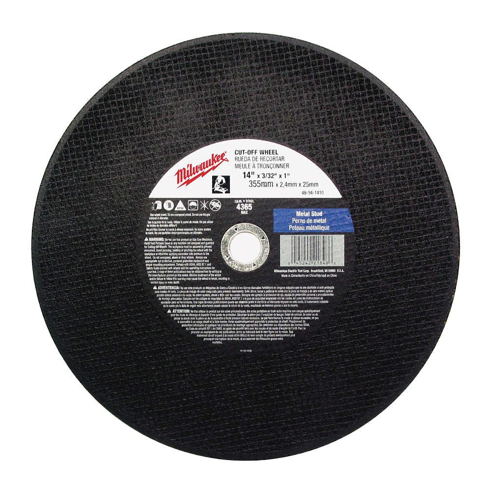 MILWAUKEE ELECTRIC TOOL 49-94-1415 Type 1 Cut-Off Wheel 14" x 3/32" x 1"