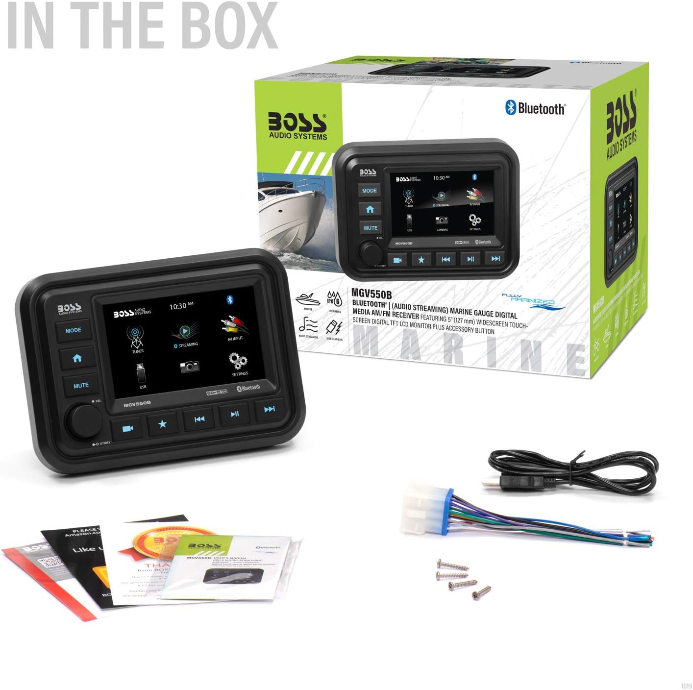 BOSS Audio Systems Marine Gauge Receiver - Weatherproof Bluetooth Digital Media Receiver