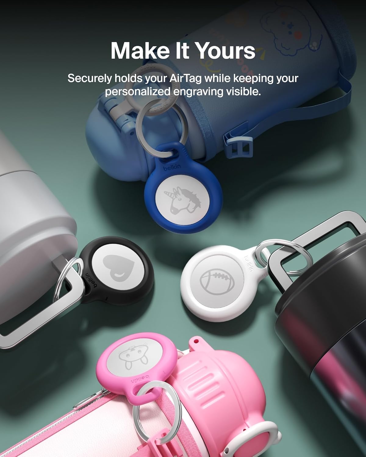Belkin Apple AirTag Secure Holder with Key Ring - Durable Scratch-Resistant Case with Open Face & Raised Edges