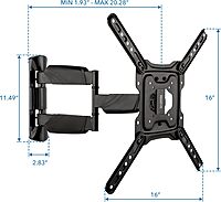 Mount-It! UL Certified Full Motion TV Wall Mount for Most 32-55 Inch Flat Screen TVs, Articulating TV Bracket Max VESA 400x400, Holds up to 308 lbs, Swivel and Tilt Bracket for 32, 42, 55 inch