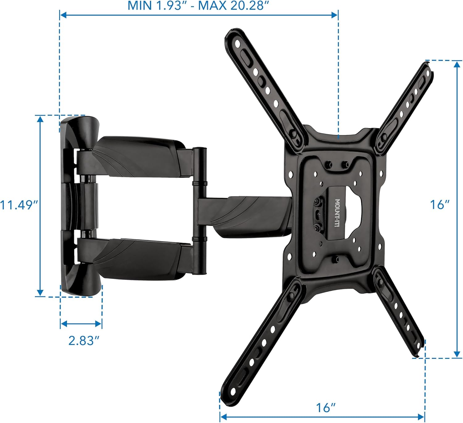 Mount-It! UL Certified Full Motion TV Wall Mount for Most 32-55 Inch Flat Screen TVs